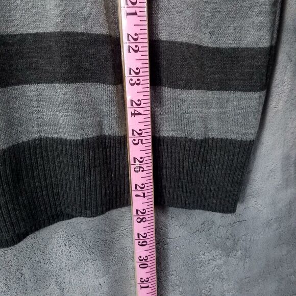Paper Denim Cloth Black & Gray Striped V Neck Shirt Sweater Mens Sz L Pullover - Picture 4 of 10
